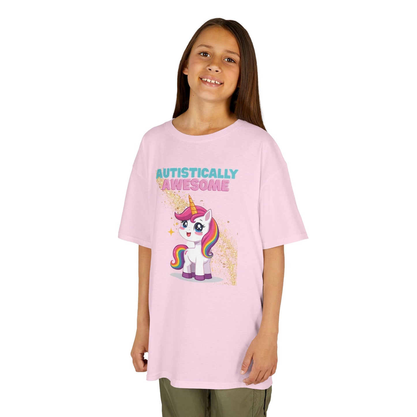 Kids T-Shirt Autistically Awesome with Rainbow Unicorn