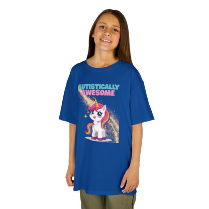 Kids T-Shirt Autistically Awesome with Rainbow Unicorn