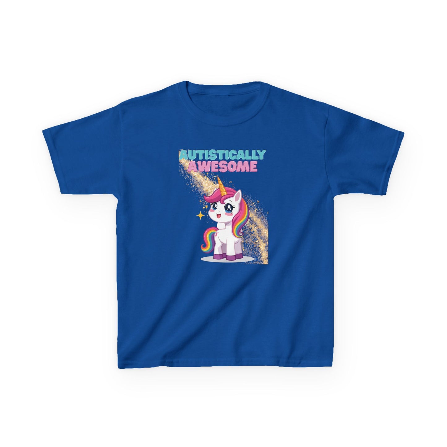 Kids T-Shirt Autistically Awesome with Rainbow Unicorn