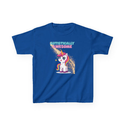 Kids T-Shirt Autistically Awesome with Rainbow Unicorn