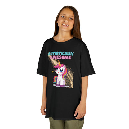 Kids T-Shirt Autistically Awesome with Rainbow Unicorn