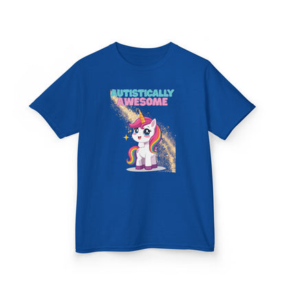 Kids T-Shirt Autistically Awesome with Rainbow Unicorn