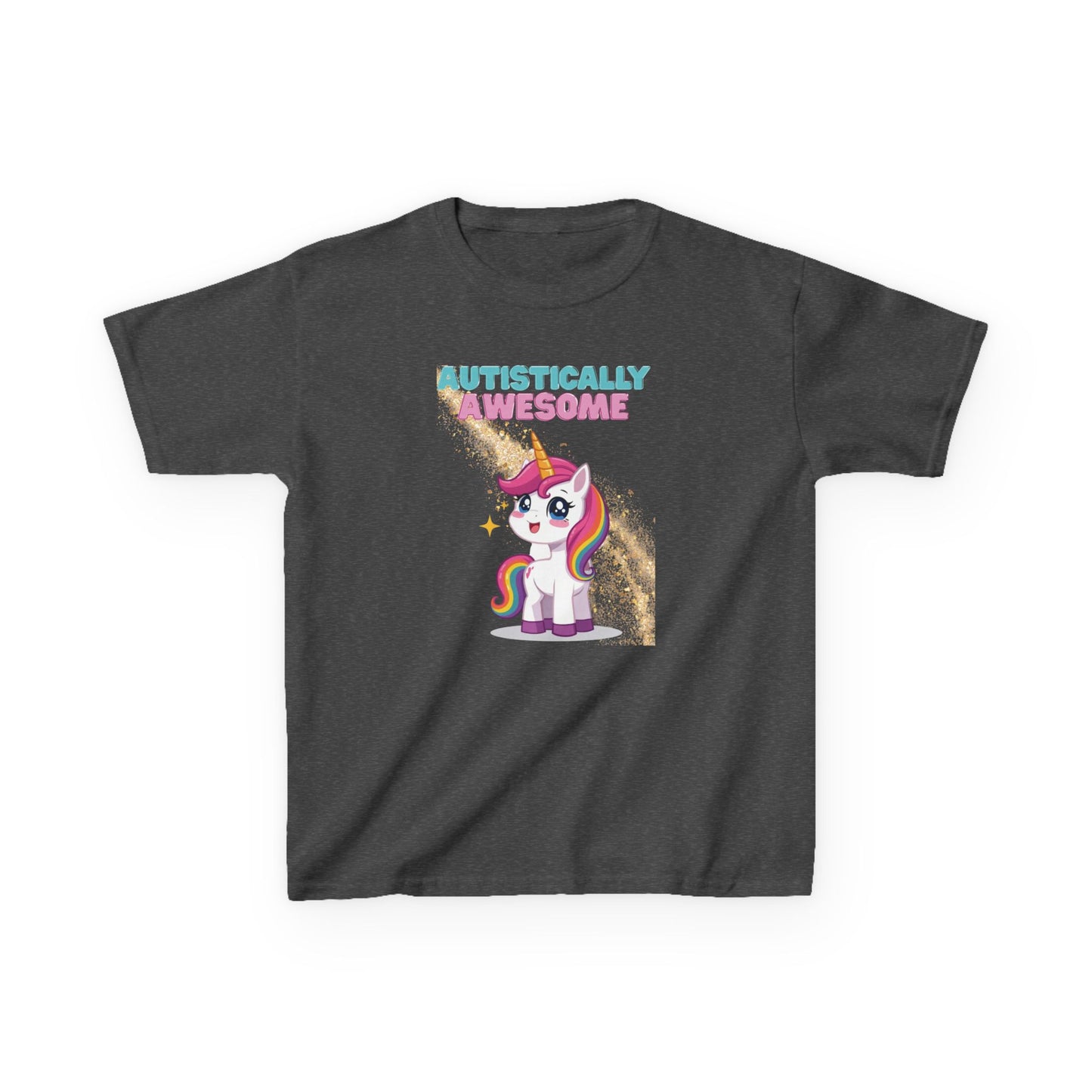 Kids T-Shirt Autistically Awesome with Rainbow Unicorn