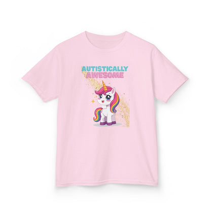 Kids T-Shirt Autistically Awesome with Rainbow Unicorn