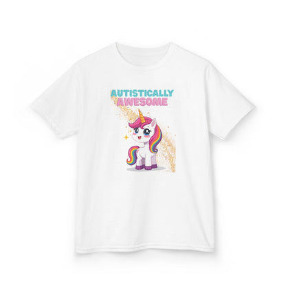 Kids T-Shirt Autistically Awesome with Rainbow Unicorn