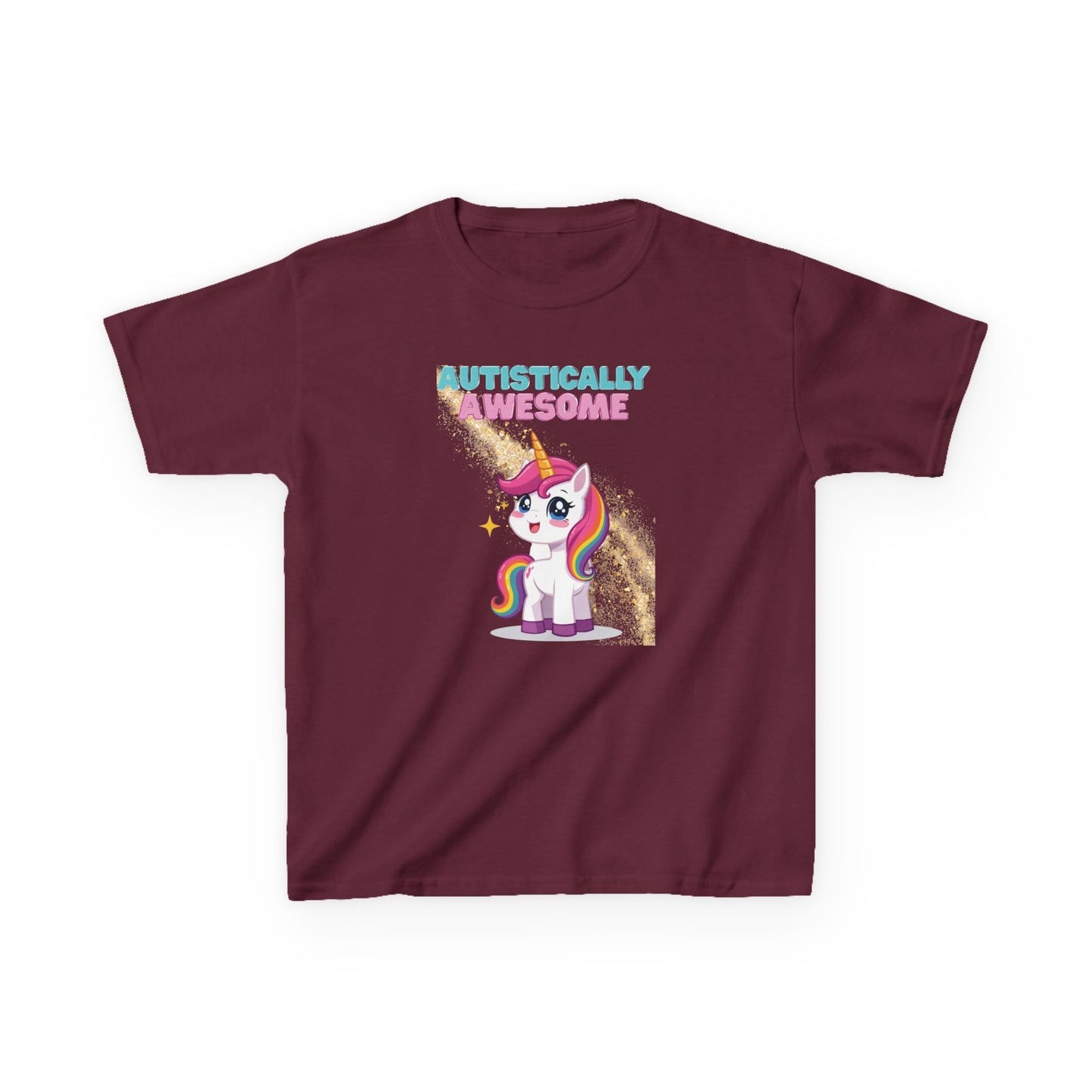 Kids T-Shirt Autistically Awesome with Rainbow Unicorn