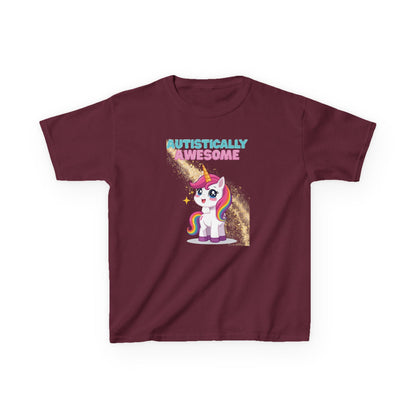 Kids T-Shirt Autistically Awesome with Rainbow Unicorn