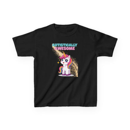 Kids T-Shirt Autistically Awesome with Rainbow Unicorn