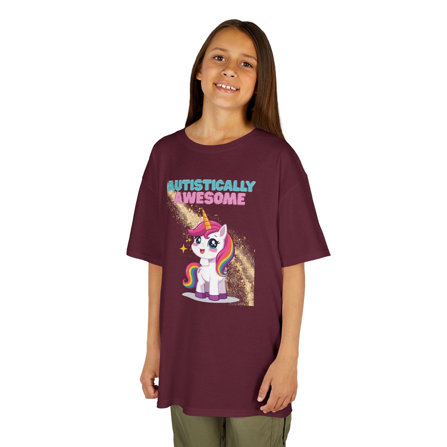 Kids T-Shirt Autistically Awesome with Rainbow Unicorn