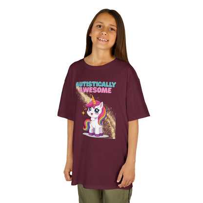 Kids T-Shirt Autistically Awesome with Rainbow Unicorn