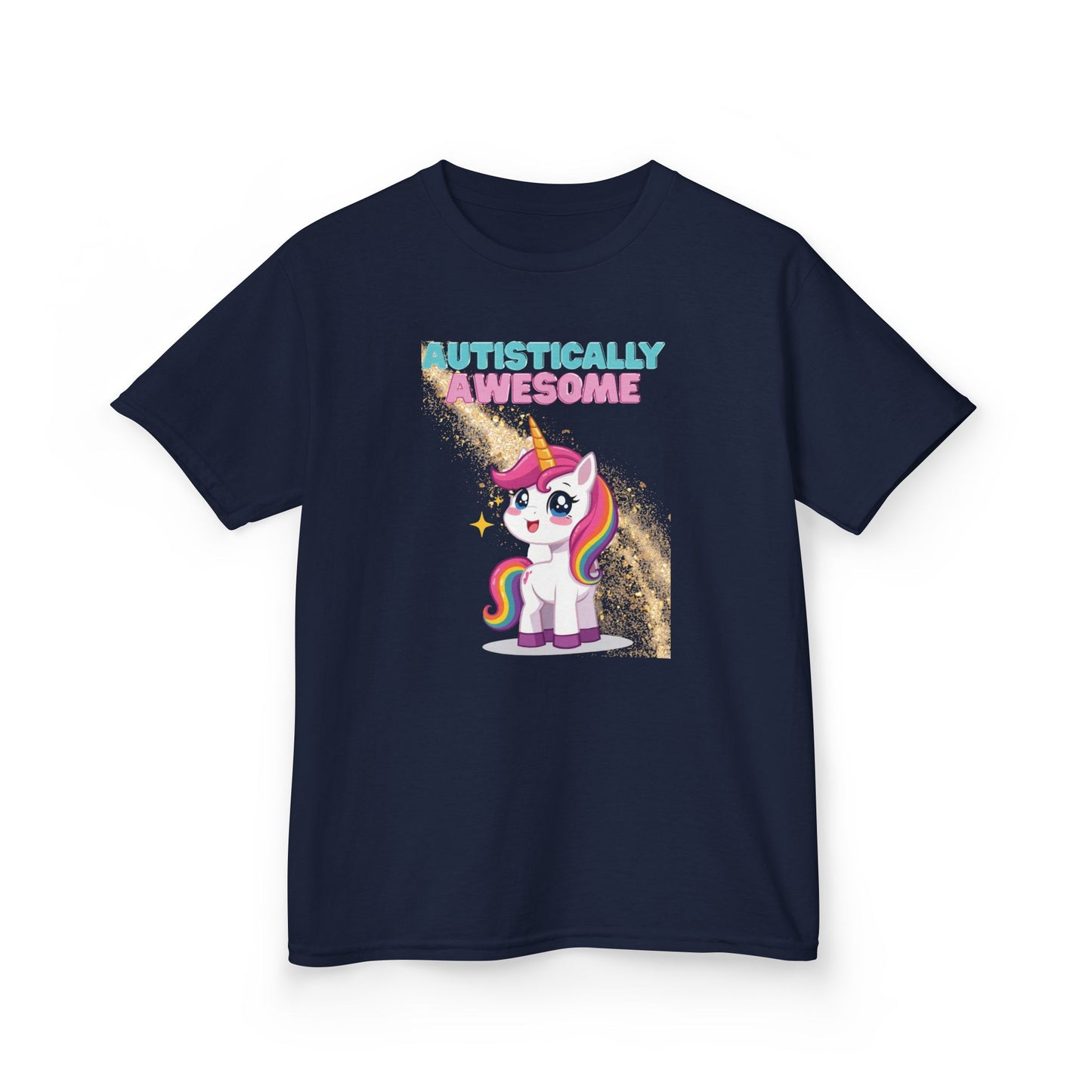 Kids T-Shirt Autistically Awesome with Rainbow Unicorn
