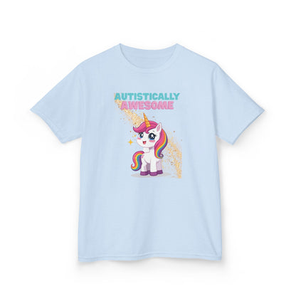 Kids T-Shirt Autistically Awesome with Rainbow Unicorn