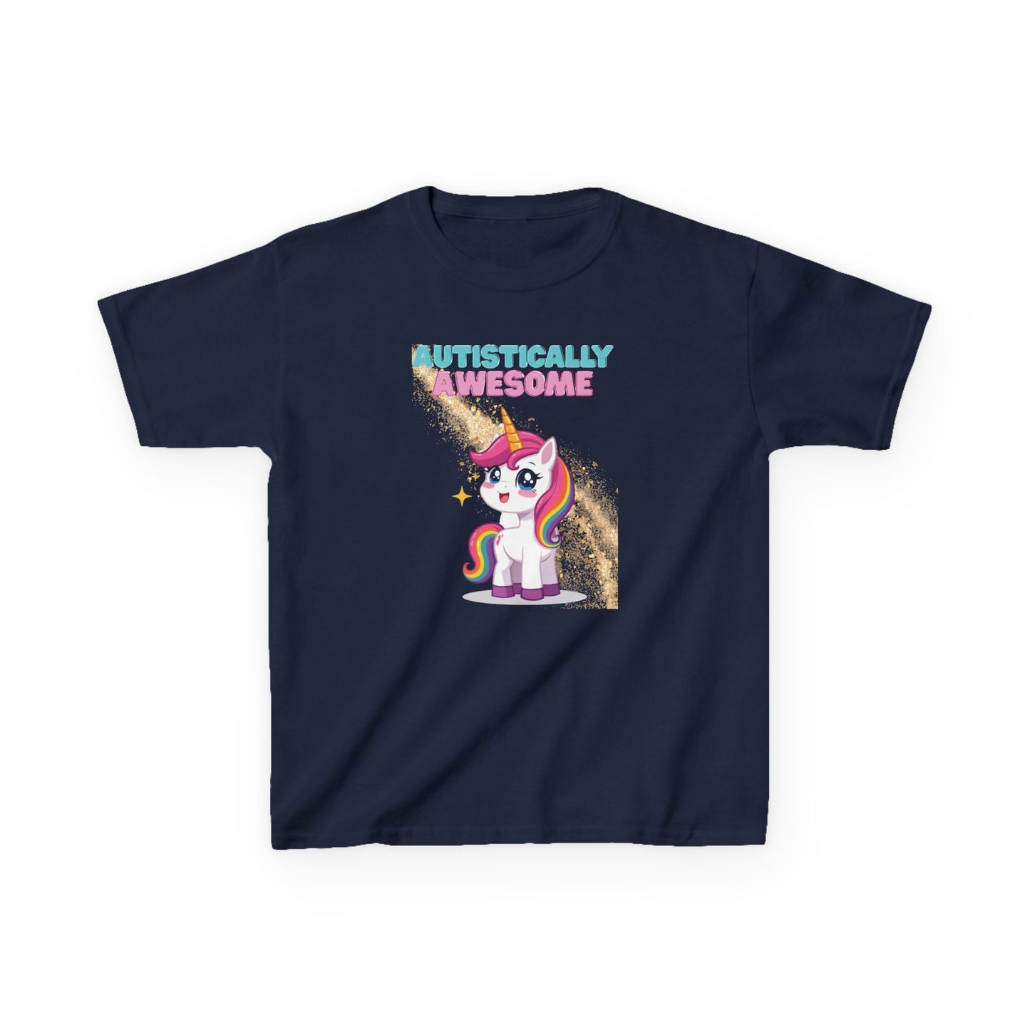 Kids T-Shirt Autistically Awesome with Rainbow Unicorn
