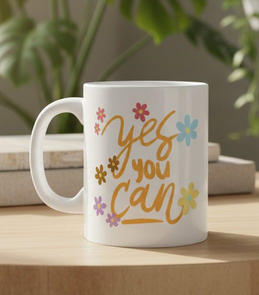 Yes You Can Floral Mug