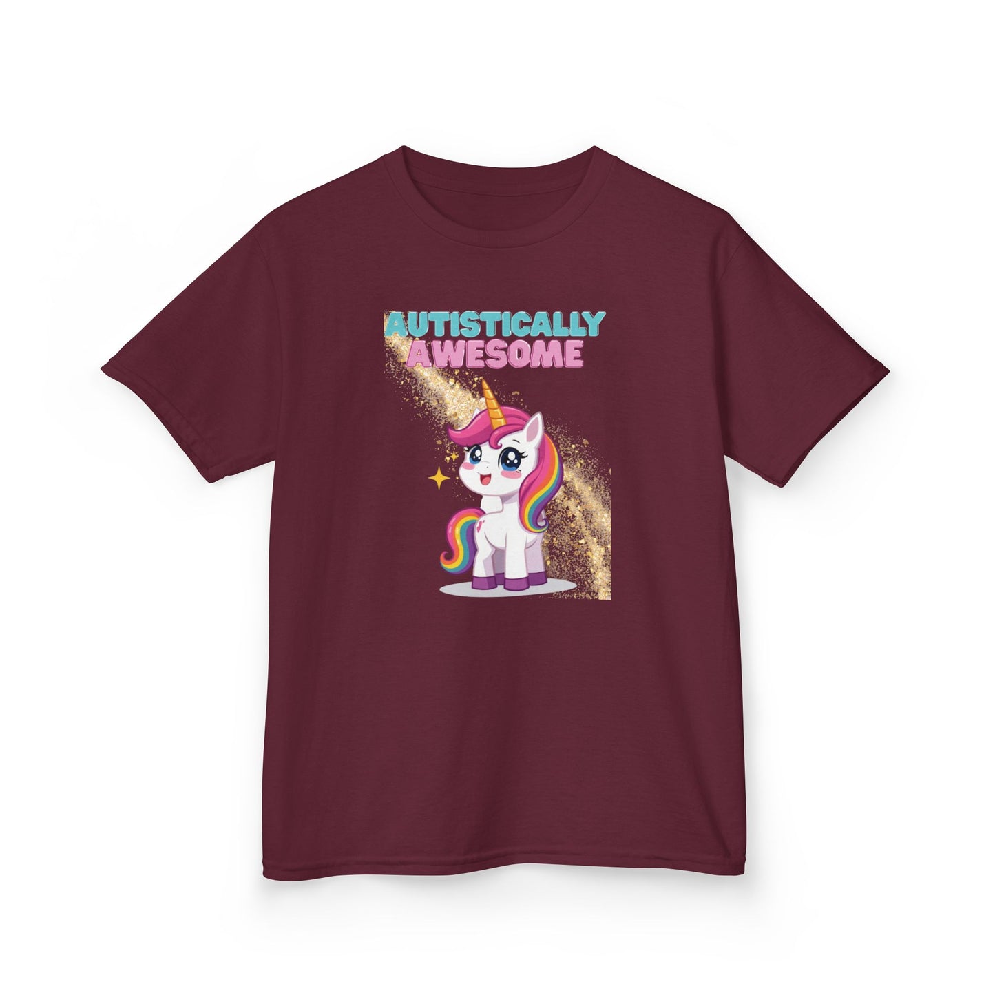 Kids T-Shirt Autistically Awesome with Rainbow Unicorn