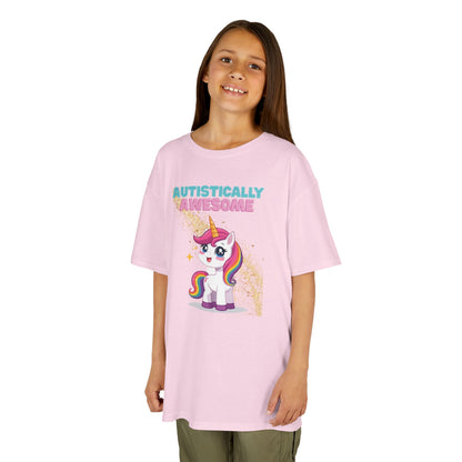 Kids T-Shirt Autistically Awesome with Rainbow Unicorn