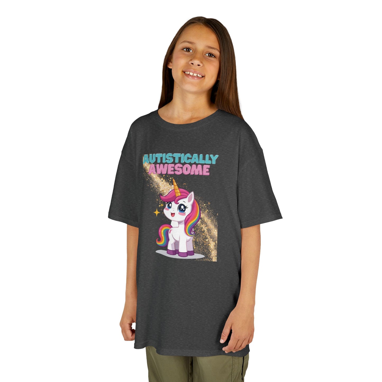 Kids T-Shirt Autistically Awesome with Rainbow Unicorn