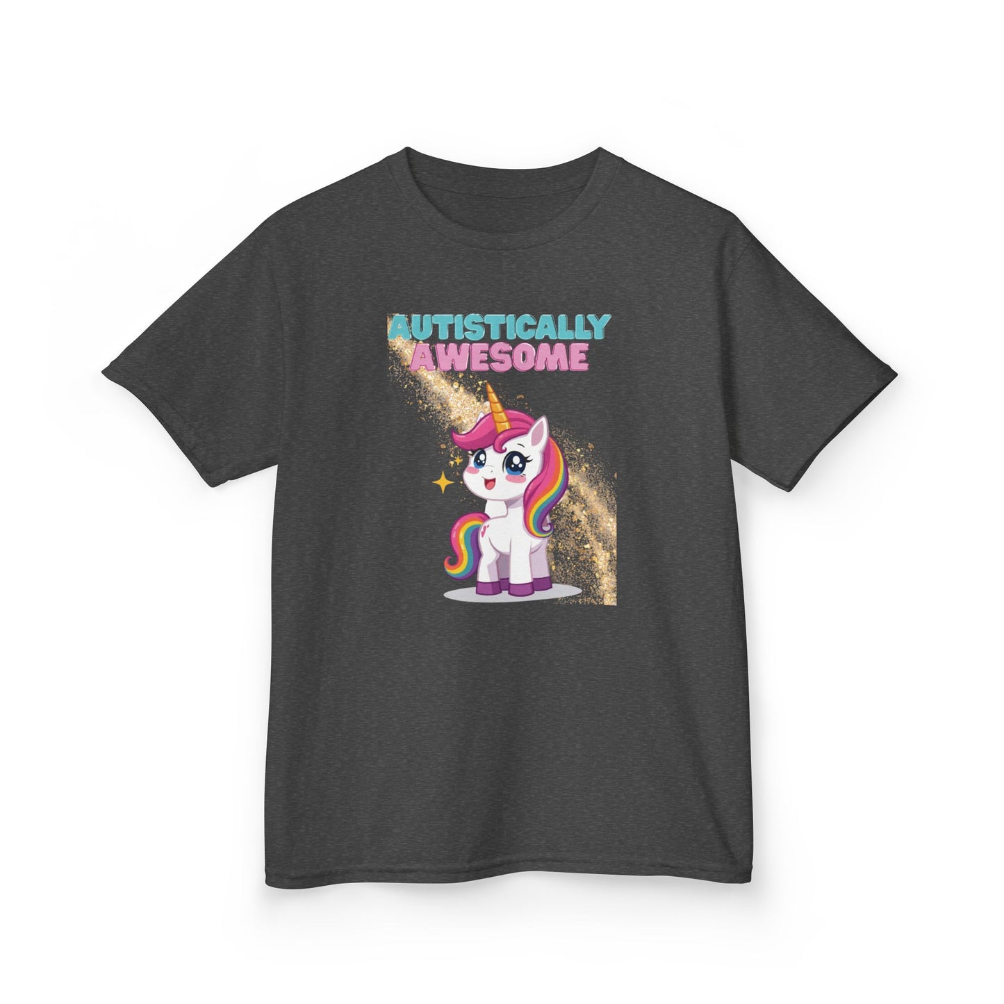 Kids T-Shirt Autistically Awesome with Rainbow Unicorn