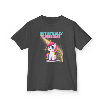 Kids T-Shirt Autistically Awesome with Rainbow Unicorn
