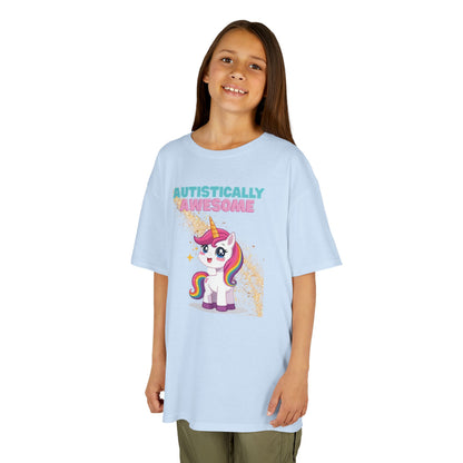 Kids T-Shirt Autistically Awesome with Rainbow Unicorn