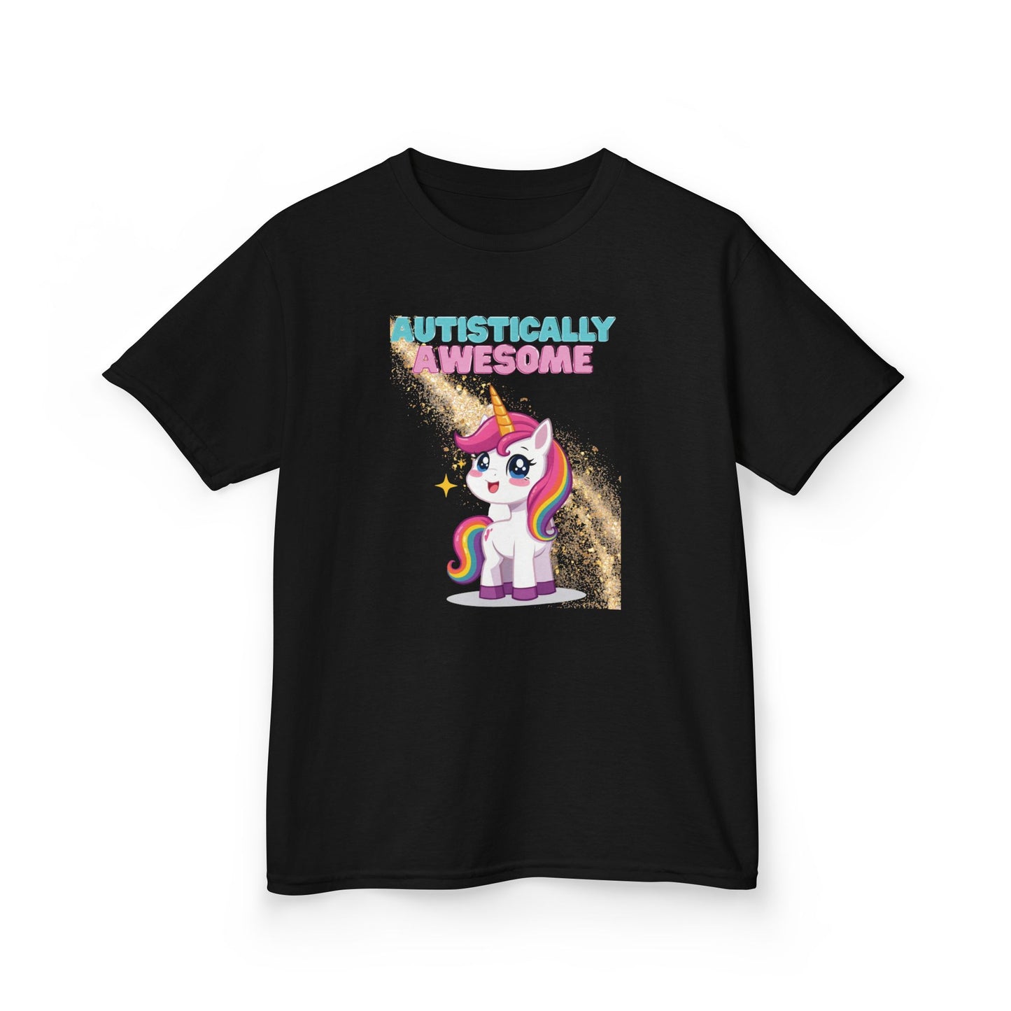 Kids T-Shirt Autistically Awesome with Rainbow Unicorn