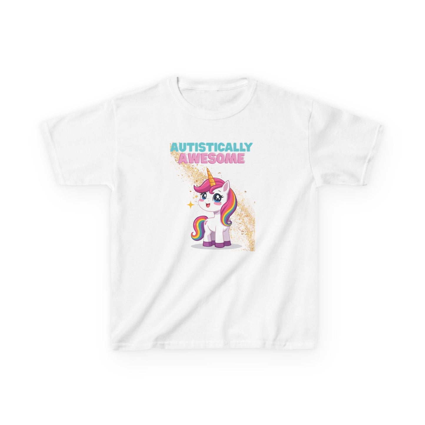 Kids T-Shirt Autistically Awesome with Rainbow Unicorn