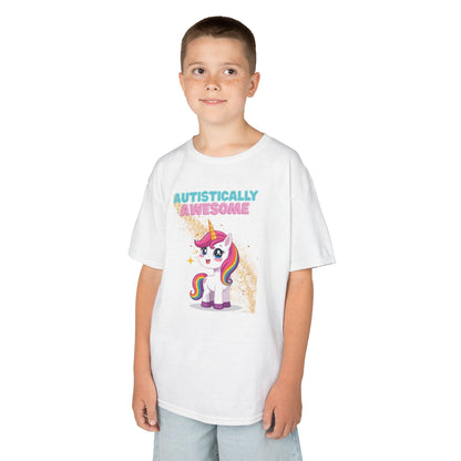 Kids T-Shirt Autistically Awesome with Rainbow Unicorn